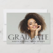 暗モダンはっきりした透明文字Grad 2写真 案内状 (正面)