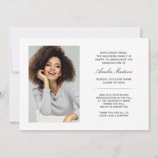 暗モダンはっきりした透明文字Grad 2写真 案内状 (裏面)