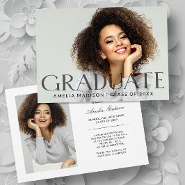 暗モダンはっきりした透明文字Grad 2写真 案内状