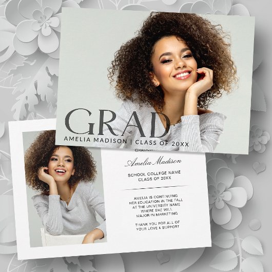 暗モダンはっきりした透明文字Grad 2写真 案内状