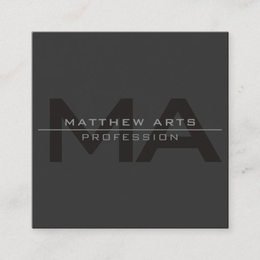 暗モダンエレガント灰色 スクエア名刺 (正面)