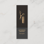 暗モダンエレガント金ゴールドフェイクシザーコーム スキニー名刺 (正面)