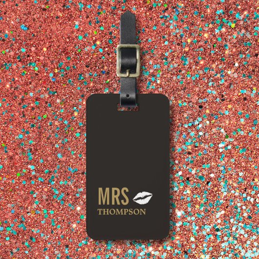 暗モダンエレガント黄金の白い唇 ラゲッジタグ