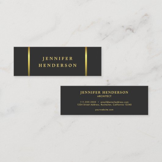 暗モダンスタイリッシュ灰色金ゴールドプロフェッショナル スキニー名刺 (正面/裏面)