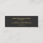 暗モダンスタイリッシュ灰色金ゴールドプロフェッショナル スキニー名刺 (裏面)