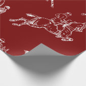 暗モダンスタイリッシュ色の赤い乗馬トイル ラッピングペーパー (角)