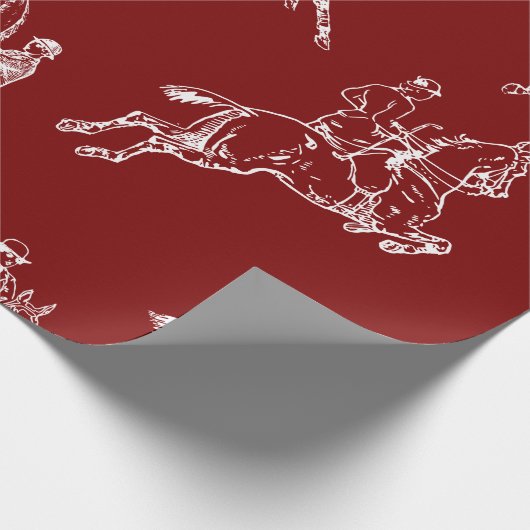 暗モダンスタイリッシュ色の赤い乗馬トイル ラッピングペーパー (角)