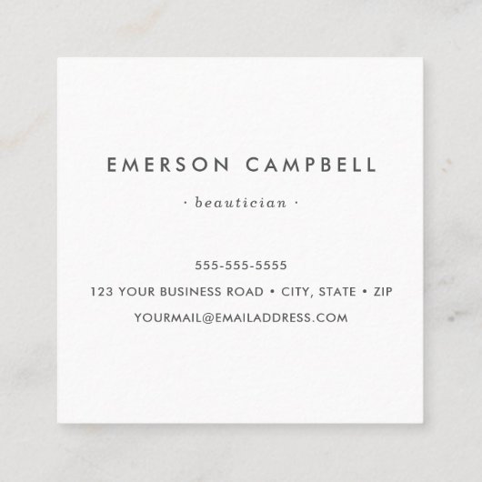 暗モダンミニマルい灰色のリカスタムンネル·ロゴ スクエア名刺 (裏面)