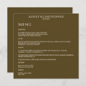 暗モダンミニマル銅ウェディングレセプション メニュー (正面/裏面)
