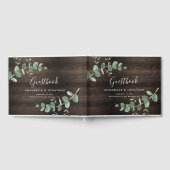 暗モダン木ユーカリ素朴なシンプル木 ゲストブック (全面)