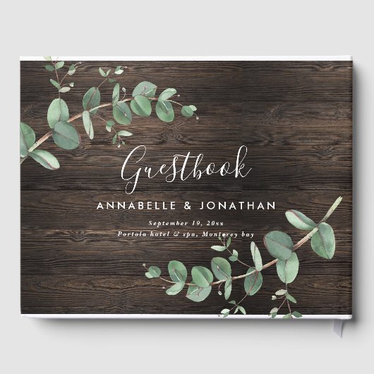 暗モダン木ユーカリ素朴なシンプル木 ゲストブック (裏面)
