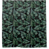 暗モダン植物シダ シャワーカーテン (正面)