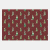 暗モダン水色クリスマスパイン ラッピングペーパーシート (正面3)