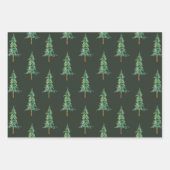 暗モダン水色クリスマスパイン ラッピングペーパーシート (正面)