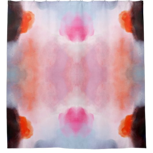 暗モダン水色抽象芸術 シャワーカーテン (正面)