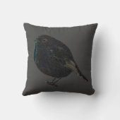 暗モダン灰色の素朴なロビン鳥 クッション (裏面)