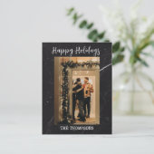 暗モダン緑のクエレガントリスマスカード シーズンポストカード (スタンド正面)