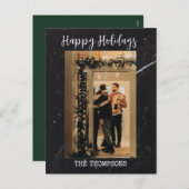 暗モダン緑のクエレガントリスマスカード シーズンポストカード (正面/裏面)