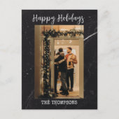 暗モダン緑のクエレガントリスマスカード シーズンポストカード (正面)