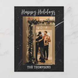 暗モダン緑のクエレガントリスマスカード シーズンポストカード