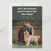 暗モダン緑のペットおもしろいドッグ写真クリスマス シーズンカード (正面)