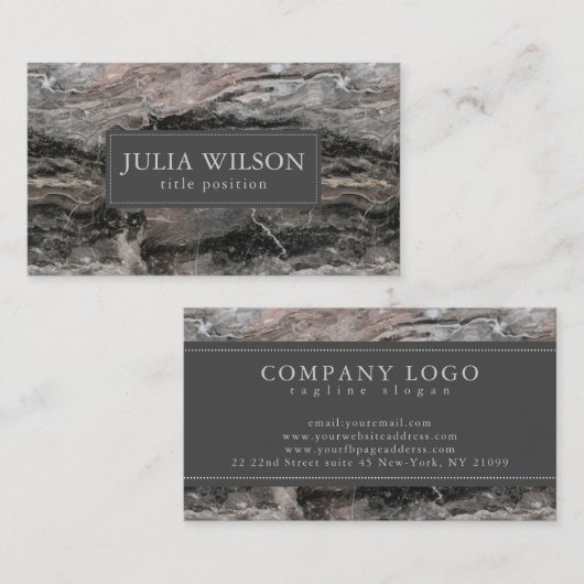 暗モダン色と明るい灰色の大理石 名刺 (正面/裏面)
