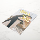 暗モダン色のフォトオーバーレイレトロありがとうござ結婚う 箔招待状 (回転した状態)