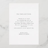 暗モダン色のフォトオーバーレイレトロありがとうござ結婚う 箔招待状 (裏面)