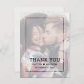 暗モダン色のフォトブラックのスクリプ結婚トに感謝 ポストカード (正面/裏面)
