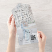 暗モダン色の写真とスクリプトQRコードフォト結婚ズ オールインワン招待状 (貼ってはがせる)