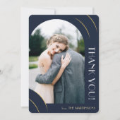 暗モダン色の写真結婚 サンキューカード (正面)