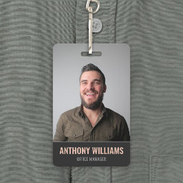 暗モダン色の大きい写真の従業員ID バッジ