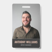 暗モダン色の大きい写真の従業員ID バッジ (正面)