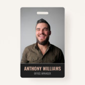 暗モダン色の大きい写真の従業員ID バッジ (正面)