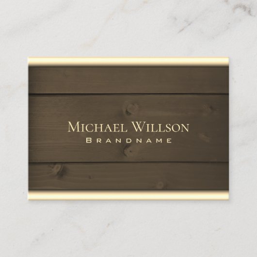 暗モダン色の木製ボード木目の外観 名刺 (正面)