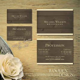 暗モダン色の木製ボード木目の外観 名刺