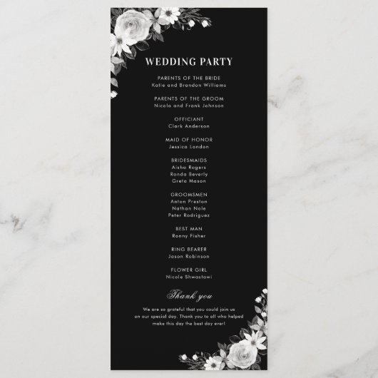 暗モダン色の消えた写真ゴシックフローラ結婚ズ プログラム (裏面)