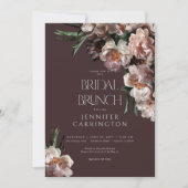 暗モダン色の花がブルゴーニュブライダルブランチ 招待状 (正面)