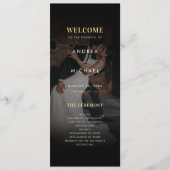 暗モダン色の薄い写真金ゴールド&ブラック結婚ズ プログラム (正面)