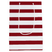 暗モダン色の赤ストライプ金ゴールド鹿 ミディアムペーパーバッグ (裏面)