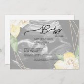 暗モダン色の超音波フローラベビーシャワー 招待状 (正面/裏面)