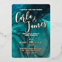 暗モダン色ティール（緑がかった色）水色金ゴールドシック結婚ズ