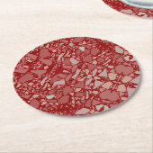 暗モダン色テラエレガントッツォ効果タイル ラウンドペーパーコースター (アングル)