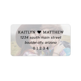 暗モダン色フォトカップルシンプル差出人住所 ラベル