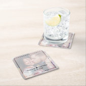 暗モダン色フォトミニマルタイポグラフィ結婚ズ スクエアペーパーコースター (インサイチュ)