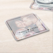 暗モダン色フォトミニマルタイポグラフィ結婚ズ スクエアペーパーコースター (アングル)