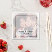 暗モダン色フォトミニマルタイポグラフィ結婚ズ スタンダードカクテルナプキン (インサイチュ)