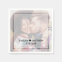 暗モダン色フォトミニマルタイポグラフィ結婚ズ スタンダードカクテルナプキン