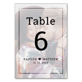 暗モダン色フォトミニマルタイポグラフィ結婚ズ テーブルナンバー