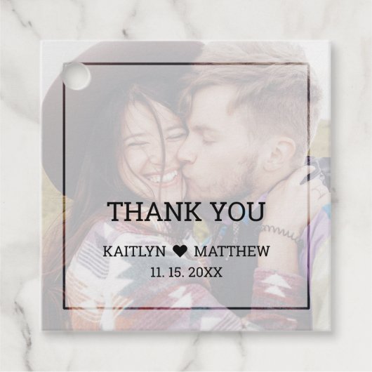 暗モダン色フォトミニマルタイポグラフィ結婚ズ フェイバータグ (正面)